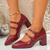 Large-Size Retro Mary Jane Women's Shoes 2025 Autumn New French Heel Red Single-Shoe Women's Thick Heels HZ0115