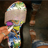 2025 Summer Women's Flat Bottom Slippers Large Code New Bright Drill Flat Bottom Slippers Women Cold Slippers HZ0115