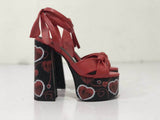 Summer New Dew Sandals Foot Wrist Strap Roman Shoes Coarse Heels Ultra-High Heels Large Women's Sandals HZ0115