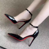 Fine Heel High Heel Head In The Tip Of The Hollow Sexy Single Shoe Large Size High Heel Shoes With Simple Metal HZ0115