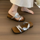 Small Hill And Cool Toe Sandals Women's Shoes Summer Outside Wearing Square High-Heeled Slippers Design Feel Beach Roman Shoes HZ0115