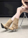 Sharp-Eyed Trouser Boots Woman But Knee 2025 Autumn And Winter New Belt Buckle Boots Fine And Fashion Thin Boots HZ0115