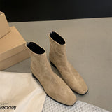 Vintage Oceanic Small Boots Women 2025 Spring And Autumn Single Boots Coarse And Skinny Boots French Tuffed Pupneed Little Ankle Boots HZ0115