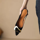 Naipa French Retro Metal Buckle Flat Shoes Women 2025 Summer New Baotou Sandals Tip Temperament Shallow Single Shoes HZ0115