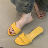 Vintage Velvet Noodles Small Slope And Dew Slippery Slippers Women Wear Comfortable Soft Soles Pedal Cool Slippers HZ0115