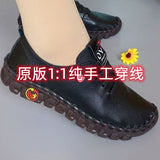 Fashion Single Shoes 2025 Autumn New Soft Back Hand Sewing Large-Size Casual Women's One-Legged Lazy Shoes HZ0115