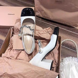 Vintage Mary Treasure Shoes In The Spring Of 2025 New Small Fragrant French Leather Shoes Women's Coarse Heels Women's Single Shoes HZ0115