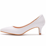 5 Cm Light-Mouthed Tip Single Shoe Low Heel Single Shoes Light-Mouthed Professional White High Heels Commuter Workplace Women's Shoes HZ0115