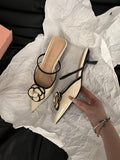 Small Fragrant High-Heeled French Bag Head Half Slippers Fairy Shoes Wear 2025 New Summer Temperament Pointy Single Shoes HZ0115