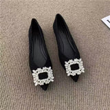2025 New Women's Water Drill Shoes Design Pointy Flat Bottom French Style Fashion Niche Single Shoes HZ0115