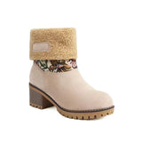 2025 Autumn And Winter New Snow Boots Flowers Scrub Coarse And Medium Boots Two Thick 43 Large Size To Keep Warm Cotton Boots HZ0115