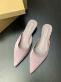 French Tip Fine Low-Heeling Bao-Head Half-Tug Woman Spring 2025 New Niche Design Shallow Foot Pedal Slippers HZ0115