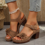 2025 New Slope And Thick-Soled Sandals Women's Shoes Coarse Heel Large-Size Flower Decoration With Sandals HZ0115