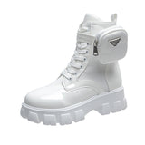 Large-Size 2025 New With Round Head Thick-Bottomed Short-Sleesize Female English Style Martin Boots HZ0115