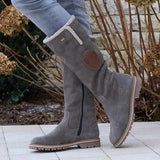 2025 Winter New Long-Winded Snow Boots Side Zipper Tumbling Through The Round Head High-Twind Lady Large Size Snow Boots HZ0115