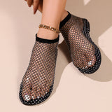 Round Head Beach Sandals Women Wearing Hollow Water Drill A Foot Pedal Breathable Mesh Sandals Women Low Help Cool Boots HZ0115