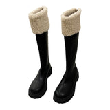 Thick-Bottomed Brown Long-Heeled Knight Boots Women's Shoes 2025 New Autumn And Winter Plus Velveled Winter Shoes Snow Boots HZ0115