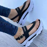 2025 Summer Large-Size Slope Heel Buckle With Sandals Women In Southeast Asia Wearing Rome Comfortable And Light HZ0115