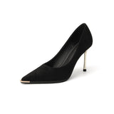 French Single-Shoe Black Tip High-Heeled Women's Fine Heel New Temperament Professional Business Commuter Women's Shoes HZ0115