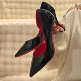 High-Heeled Shoes Women's Fine Heel 2025 New Autumn Black 10 Cm Sexy Tip Side Empty Single Shoes HZ0115
