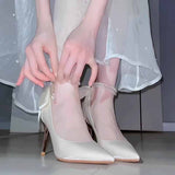 French High Heels Femininity Sexy Cheongsam Shoes Dress Shoes Women White Gentle Wedding Shoes Bridal Shoes HZ0115