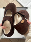 The Thick Soles Of The High Mary Jane Shoes Plus Velvet Women 2025 Autumn And Winter Magic Sticker Casual Hairy Shoes HZ0115