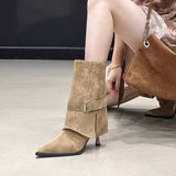 Sharp-Eyed Trouser Boots Woman But Knee 2025 Autumn And Winter New Belt Buckle Boots Fine And Fashion Thin Boots HZ0115