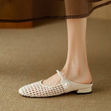 Great Comfort~ Low Heel Woven Hollow Breathable Bag Head Cool Slippers In The Summer Of 2025 HZ0115