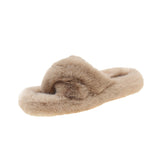 Hairy Slippers Women Wear Net Red Code 2025 New Autumn And Winter Warm Wear Cross Fur Slippers HZ0115