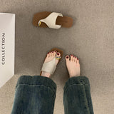 Fashion Leisure Cover Flat-Bottomed Slippers Women's Summer Wear 2025 New Seaside Resort Beach Shoes Roman Sand Slippers HZ0115