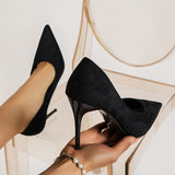 2025 New Sexy Velvet High-Heeled High-Heeled High-Heeled High-Heeled High-Heeled Shoes Commute A Single Shoe Large Size HZ0115