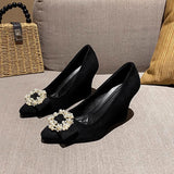 Poe Hefque Fashion Single-Shoe Women 2025 Spring New Fashion Water Diamond Head Light Moussed Soft Bottom Not Tired Heeled Women HZ0115