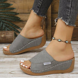 Large-Size Thick-Bottomed Slippers Women's 2025 New Summer Simple Fashion Fish Mouth Slope And Slippers Women's Shoes HZ0115