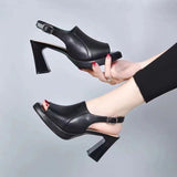 Fashion Cool Boots Women Summer New Sandals Women Thick Fashion Trend Fish Mouth High Heel Sandals Behind The Empty Buckle HZ0115