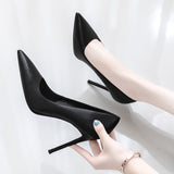 High Heels Black Fine Heel Professional Shoes Comfortable Pointed Temperament Commuter Flight Attendant Interview Work Shoes Women Fashion Single Shoes HZ0115