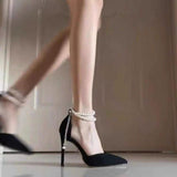Summer High Heels Women 2025 New Small Heel Small Velvet Small Fragrant Temperament With Skirt High Heels Single Shoes HZ0115