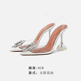 Baotou Sandals Women 2025 New Summer Transparent Crystal Fairy Wind Fine Heel High Heels High Heels Water Drill Women Shoes HZ0115