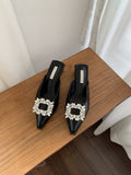 Design Sense Of Niche Bag Head Half Slippers Women Wear 2025 New Korean Version Of The Diamond Side Buckle Back Empty Single Shoes HZ0115