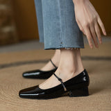 2025 Spring Red Patent Leather Side Head Shallow Mouth Thick Low Heel French Retro Word With Mary Jane Singles Shoes HZ0115