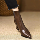 Maillard Retro Fashion Metal Sharp Head And Fashion Boots Autumn And Winter New Plus Velvet Temperament Short Boots HZ0115