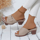 Large-Size Coarse-Heeled Slippers Women's New TEUM Explosive Belt Buckle Light Sandals Women In The Summer Of 2025 HZ0115