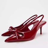 French Pointed High Heels 2025 Summer New Shallow Mouth Fine Heel Bow After The Air Wear A Hundred Temperament Single Shoes HZ0115