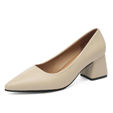 Profy Temperament Light-Mouthed High-Heeled Shoes Korean Version Of Coarse Heel Single Shoes Four Seasons Professional Fashion Women's Shoes Size 41 HZ0115