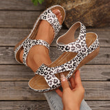 New 2025 Summer Slope And Thick-Soled Sandals Women's Shoes Large-Size With Fish Mouth Magic Stickers HZ0115