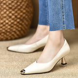 Fashion Shallow Thin Heel Single Shoes 2025 Spring And Autumn New Niche Metal Pointed Commute Comfortable High Heels HZ0115