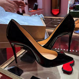 Red-Soled High-Heeled Women's Light Black Sexy Fine Heel 2025 New Pointed High-Grade Color Paint Leather Single Shoes HZ0115