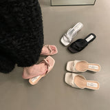 French Cool Drag Bow One-Word Slippers 2025 Summer New Fairy Shoes Wearing Temperament Coarse Sandals HZ0115