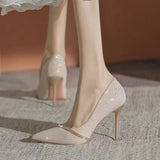 Design Sense Single Shoes Fine Heel New Pointed Small High Heels 2025 Spring And Autumn Heel Squint Small Women's French Women Shoes HZ0115
