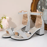 Large-Size High-Heeled Sandals Women 2025 Summer Fashion Coarse Heel Fish Mouth Buckle With Women's Sandals HZ0115