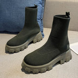 Women's Flying Sports Short Boots Women's Autumn And Winter New Women's Boots Large-Size One-Legged Pedal Socks Boots HZ0115